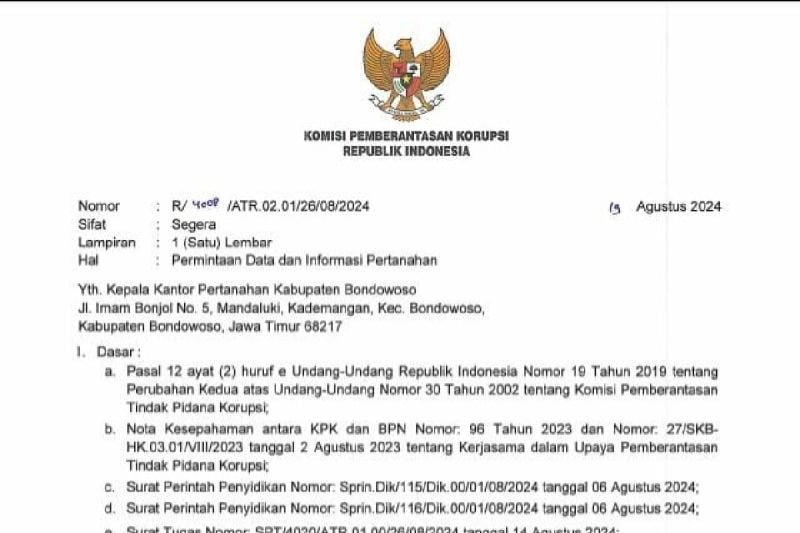 Surat Penetapan Oleh KPK Terhadap Bupati Situbondo Viral di Sosial Media.
