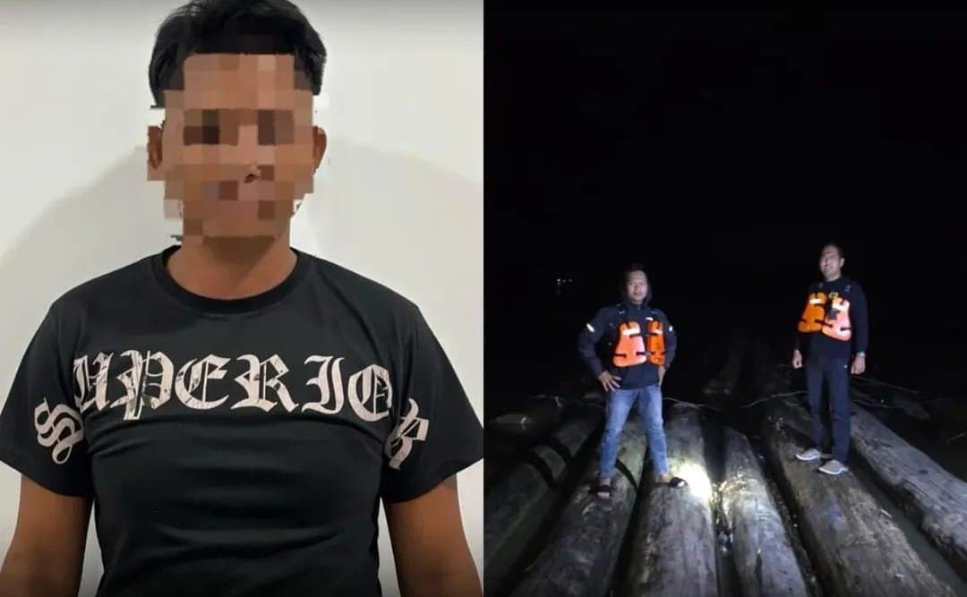 Pria paruh paya diduga melakukan pembalakan liar di Kukar, Sabtu (22/5/2025).