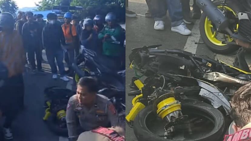 Sepasang kekasih alami kecelakaan di Jalan Poros Bontang-Samarinda, Selasa (13/5/2025).