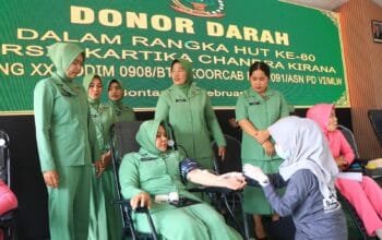 Sambut HUT ke-80 Persit KCK, Kodim 0908/Bontang Gelar Donor Darah