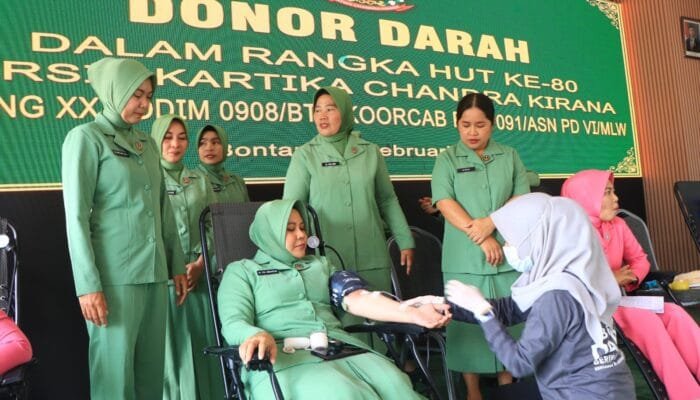 Sambut HUT ke-80 Persit KCK, Kodim 0908/Bontang Gelar Donor Darah