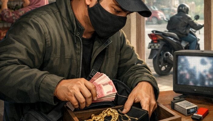 Modus Alihkan Perhatian, Pelaku Gasak Emas 200 Gram dan Uang Puluhan Juta