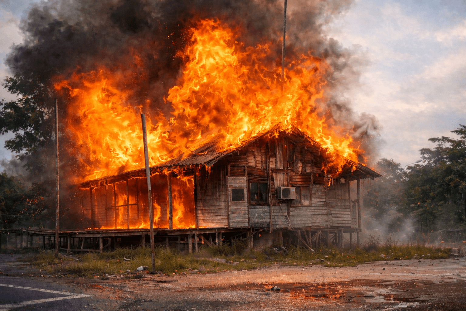 Kobaran api melahap bangunan panggung kayu di kawasan RT 12, Kelurahan Guntung, Kecamatan Bontang Utara, Kamis (12/3/2026) sore. (Foto: Ilustrasi)