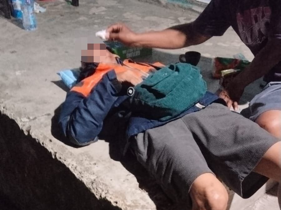 Cornelius, korban dugaan begal saat melintas di kawasan Jalan Pipa, Bukit Kusnodo, Bontang - Kutim, Selasa (7/4/2026) dini hari. (FOTO: Ist)