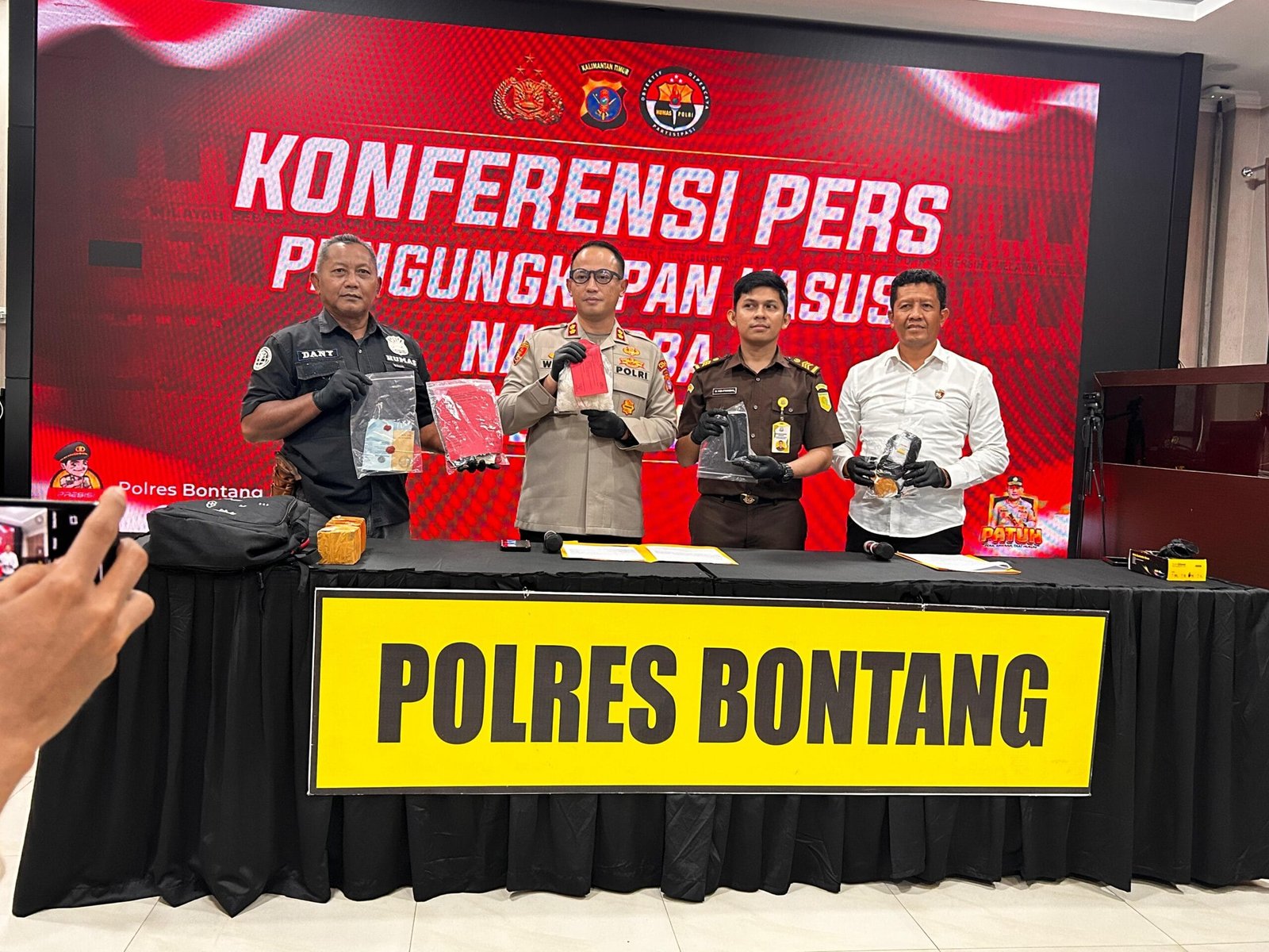 Konferensi Pers pengungkapan kasus narkoba Polres Bontang. Lia Abdullah/Nius