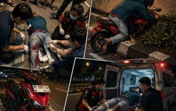 Kecelakaan Tunggal di Jalan Cipto Mangunkusumo, Pengendara Vario Patah Tulang
