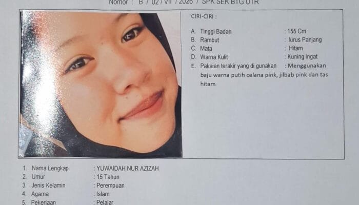 Siswi SMP di Bontang Dilaporkan Hilang, Keluarga Minta Bantuan Masyarakat