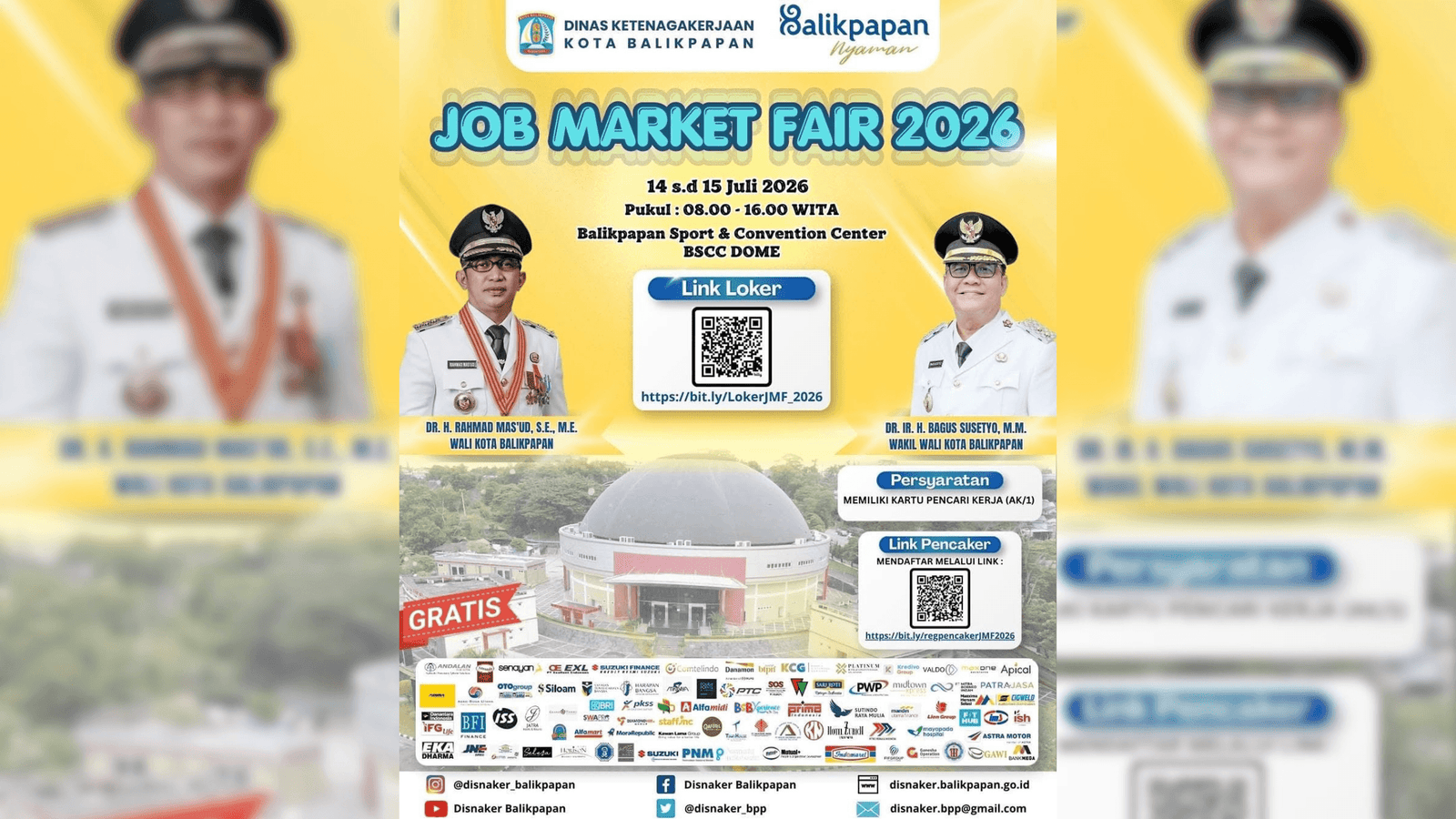 Job Market Fair Balikpapan 2026 yang digelar 14–15 Juli 2026 di BSCC Dome.