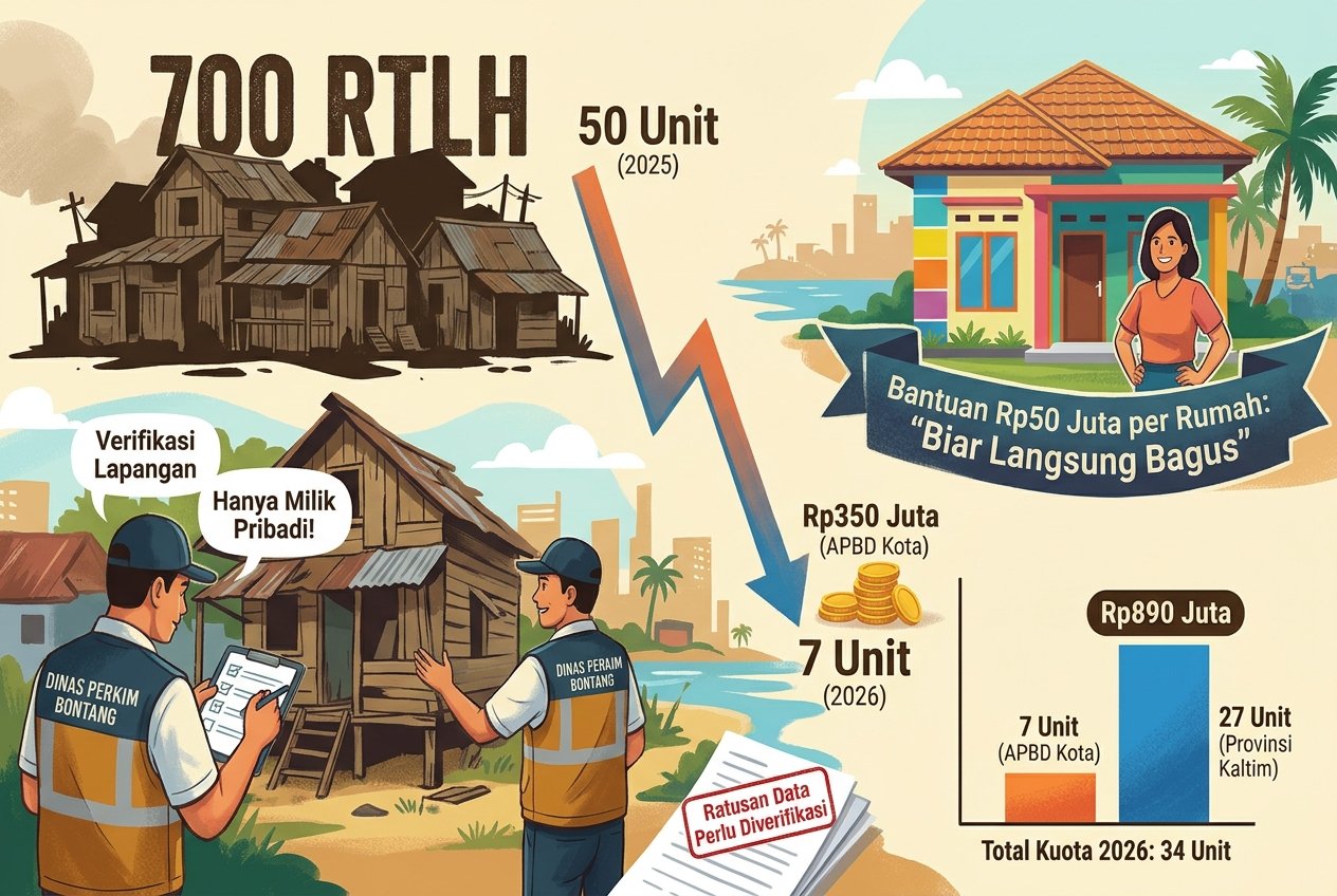 Ratusan Rumah Tak Layak Huni Antre Bantuan, APBD Bontang Hanya Jatah 7 Unit